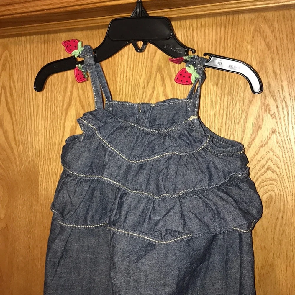 RARE Gymboree 2T Strawberry strap  chambray denim ruffle bodice sun dress EUC